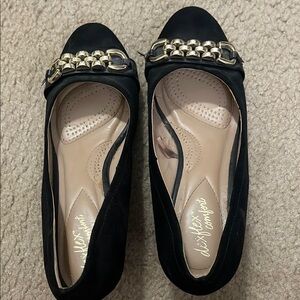 Alex Marie Black and Gold Flats with Chain Detail
